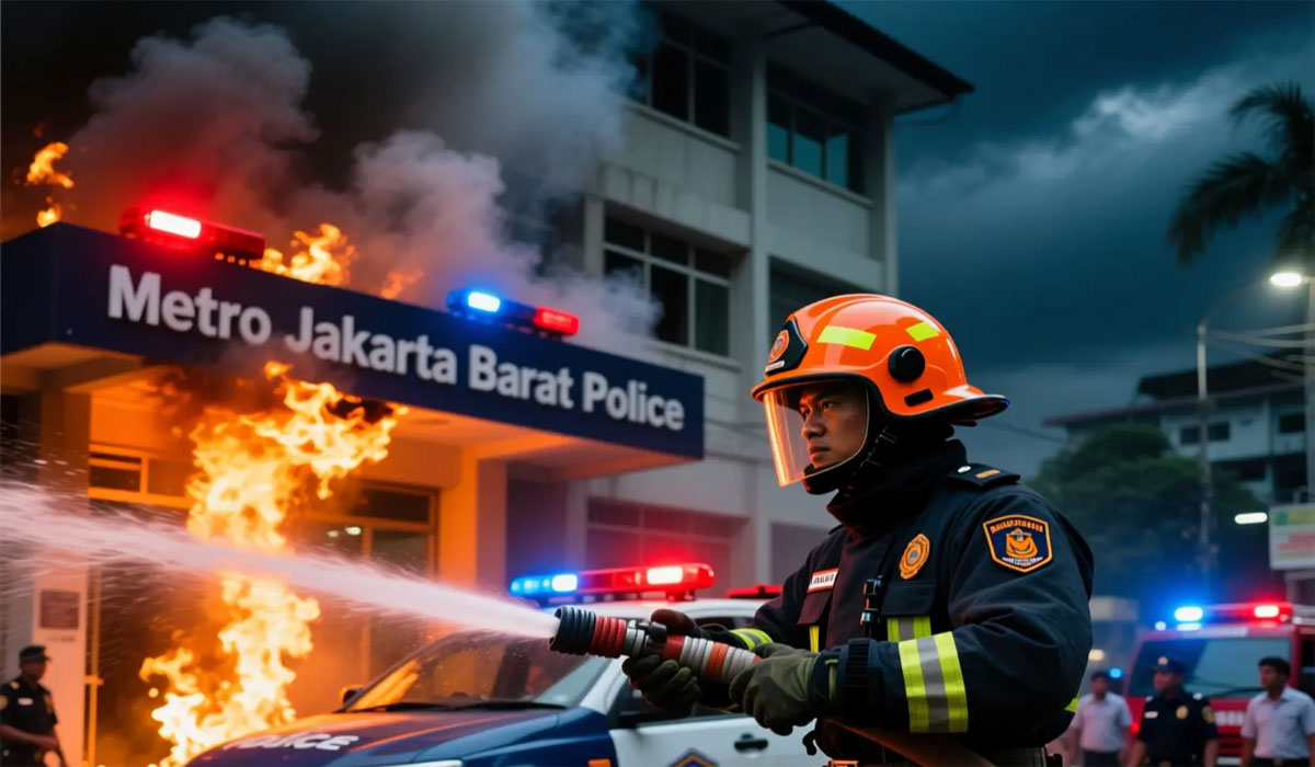Geger! Gedung Satreskrim Polres Metro Jakarta Barat Terbakar, 13 Damkar Dikerahkan Besar-Besaran